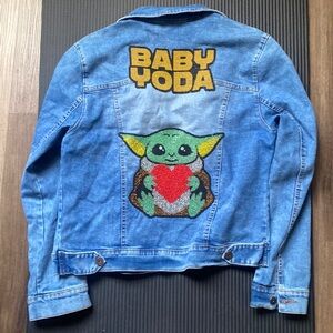 Star Wars Baby Yoda Denim Jean Jacket Size M